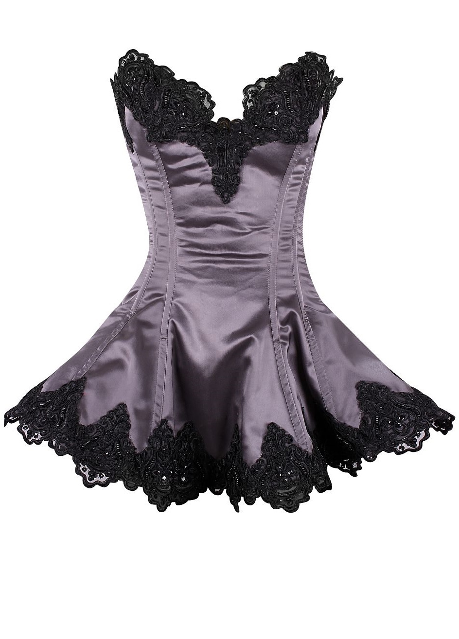 Plus Size Beaded Gunmetal Strapless Corset Dress - Special Order DC-TD-757X