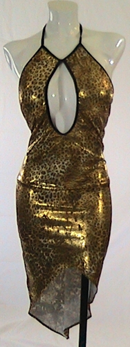 Metallic Gold Cheetah Print Keyhole clubwear dress DI2901FLX-Cheetah