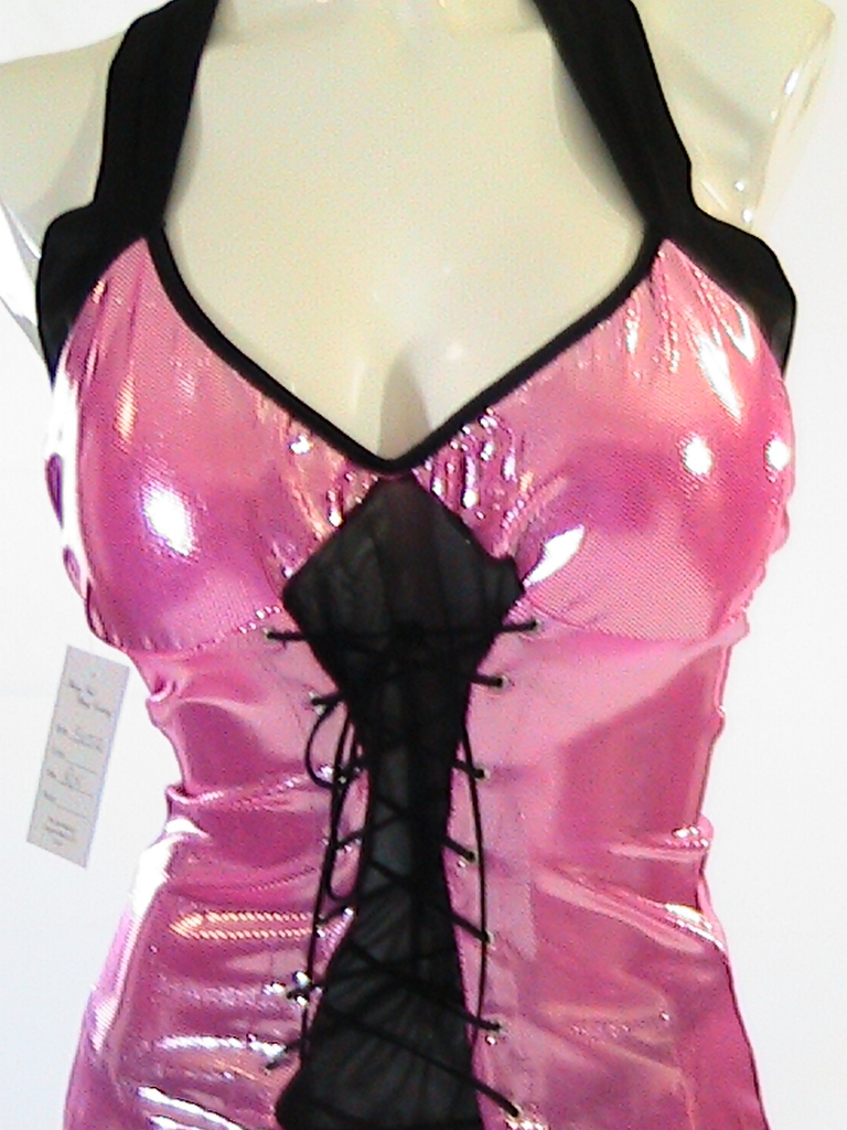Close Up View of Hologram Halter Dress