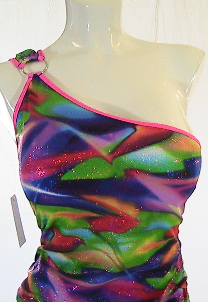 Brightly colored one sleeve sparkle tunic or club dress
