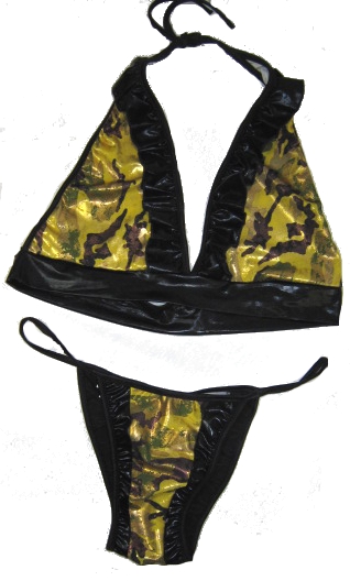 Metallic Gold Camo Foil 2 Piece Bikini