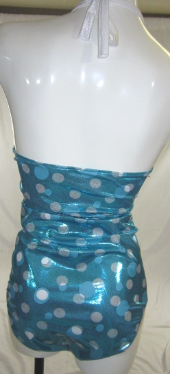 Pin up one piece bathing suit turquoise bubble foil