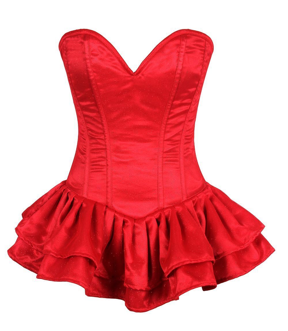 Plus Size Red Glitter Steel Boned Corset Dress Plus Size Red Glitter Steel Boned Corset Dress