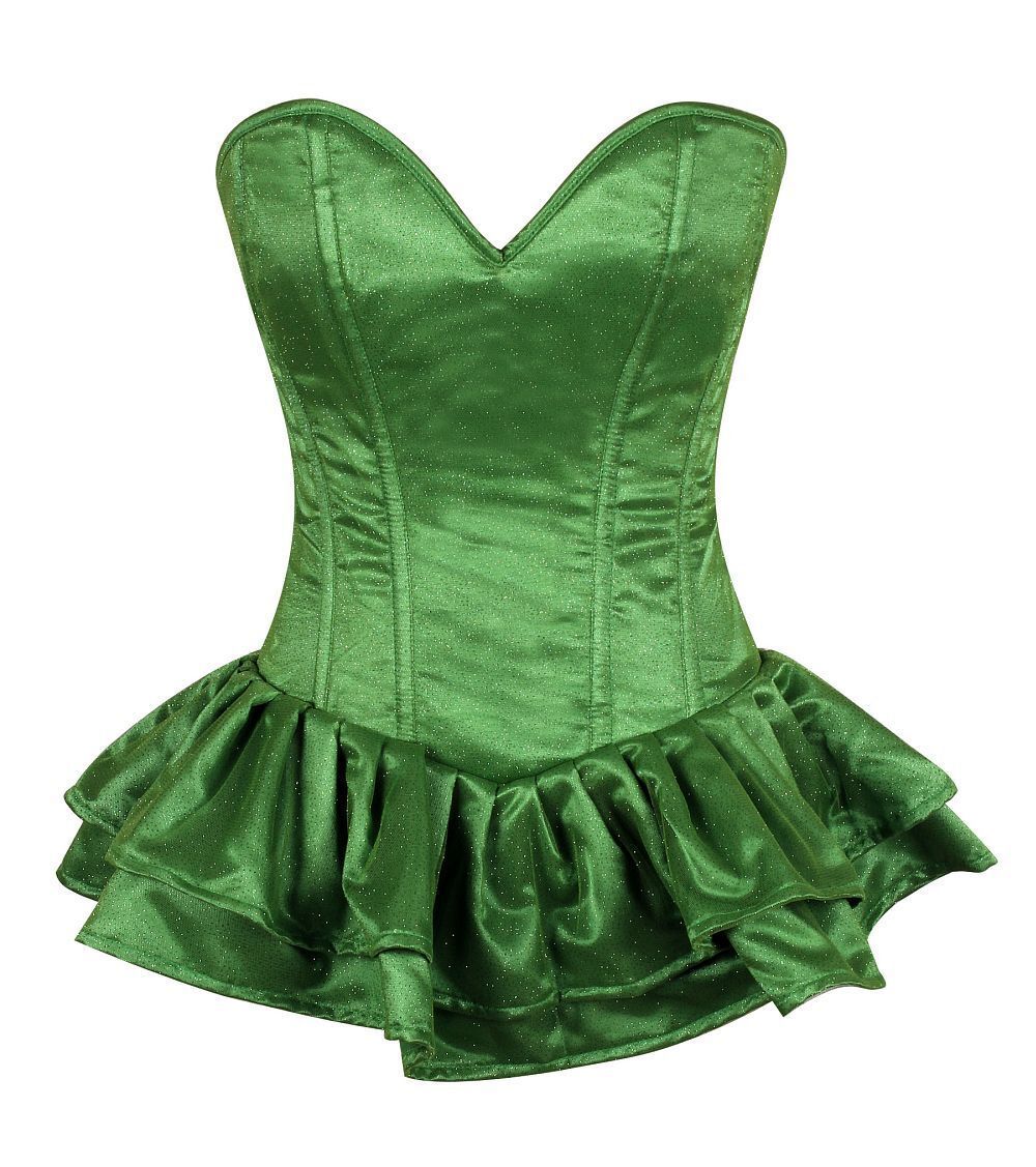 Plus Size Green Glitter Steel Boned Corset Dress DC-TD-176X