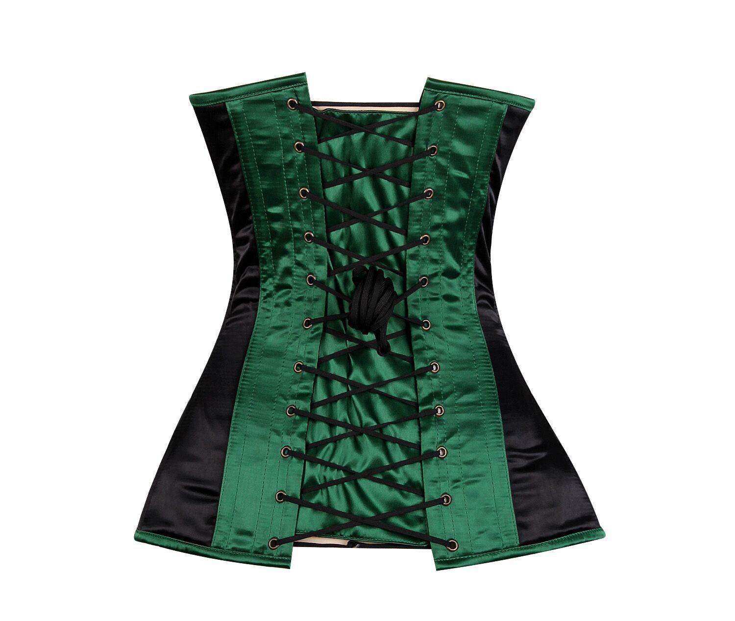 Plus size Green w Black Satin Striped Steel Boned Corset Plus size Green w Black Satin Striped Steel Boned Corset