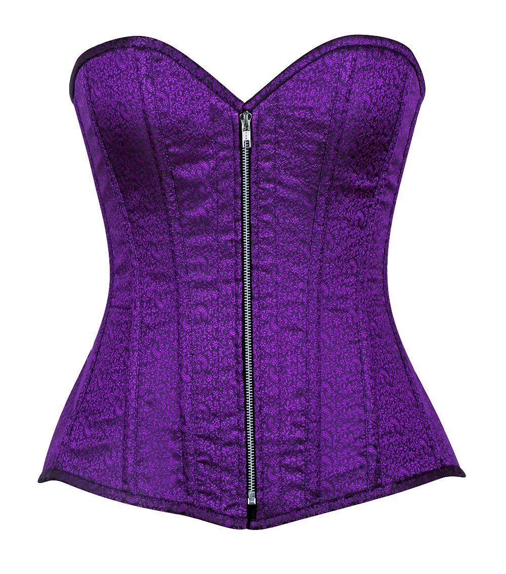 Plus size Two Tone Purple Brocade Steel Boned Corset