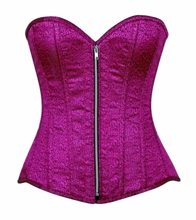Plus size Two Tone Fuchsia Brocade Steel Boned Corset DC-TD-294x