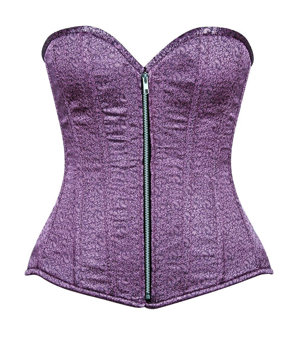 Plus size Two Tone Lavender Brocade Steel Boned Corset DC-TD-331x