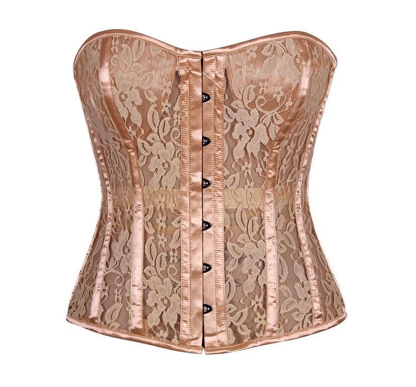 Plus size Tan Lace Molded Cup Corset