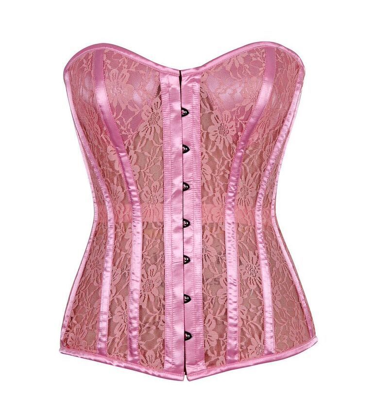 Plus size Pink Lace Molded Cup Corset DC-TD-762x
