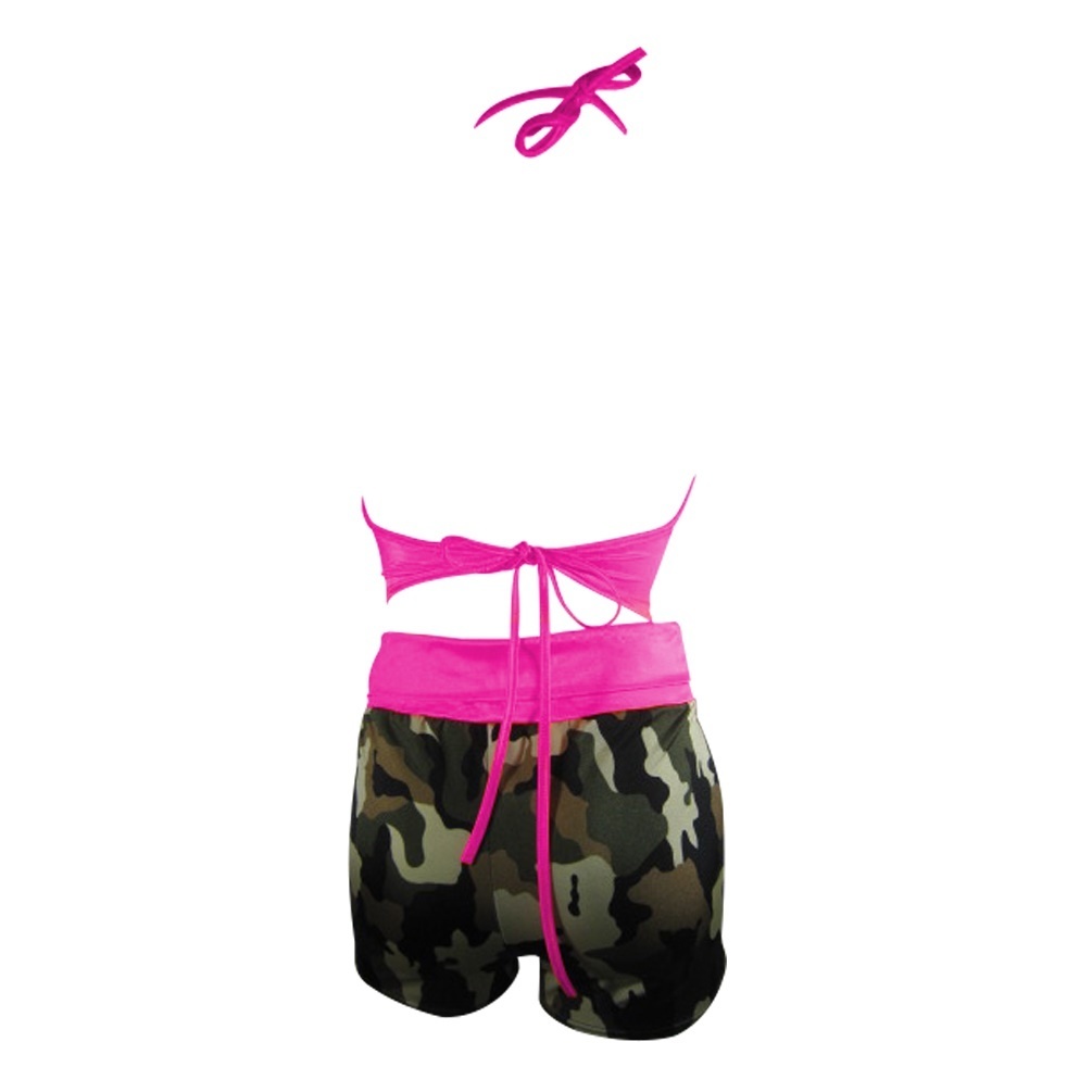 Plus size Camouflage Yoga Short w Halter Top Fuchsia Plus size Camouflage Yoga Short w Halter Top Fuchsia