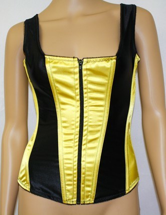 Empire Intimates 7916 Strapped zipper Satin corset Yellow Black EI7916-yellow-Black
