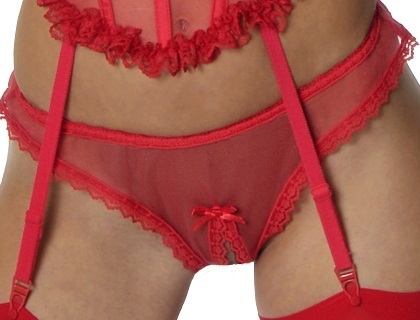 Empire Intimates 171 Sheer mesh Red crotchless Panty EI171-Red