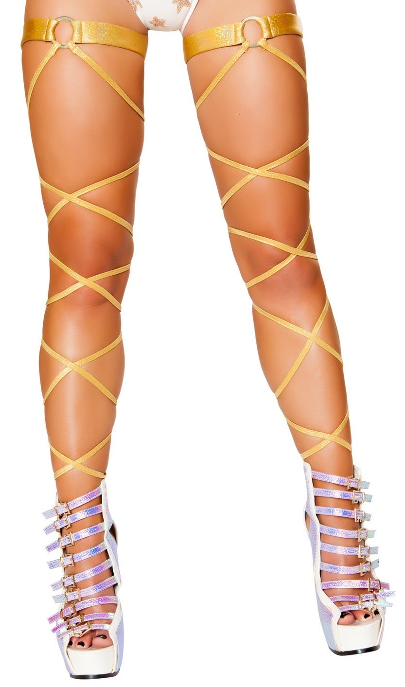 Gold Shimmer O ring Leg Straps RC-3493-Gold-Shimmer