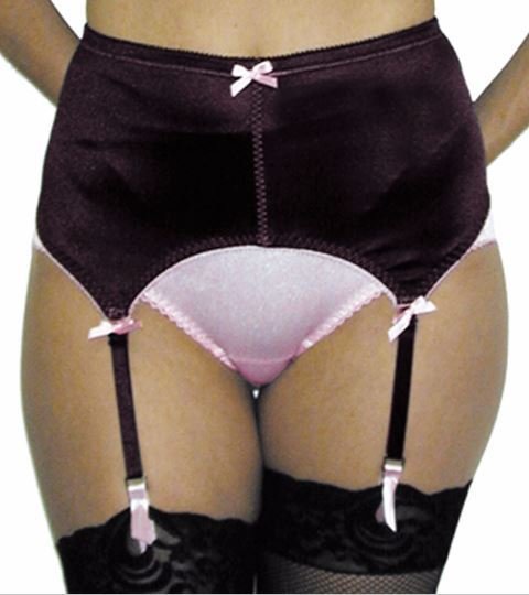 Rago 72523 Black 4 strap garter belt with pink trims Small to 2X R-72523- black/Pink