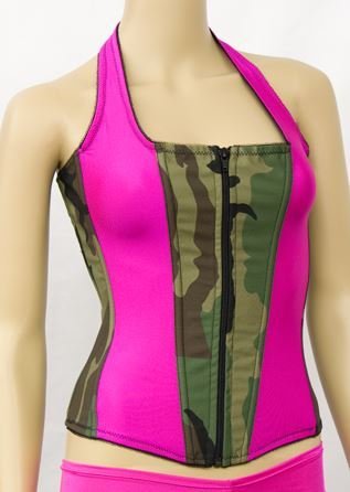 Empire Intimates 8964 Lipstick Pink Camouflage Halter Corset EI-8964-Lipstick-camouflage