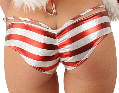 Delicate Illusions 1091 Candy Cane Metallic Foil Scrunch bottom booty short DI1091FL-CC