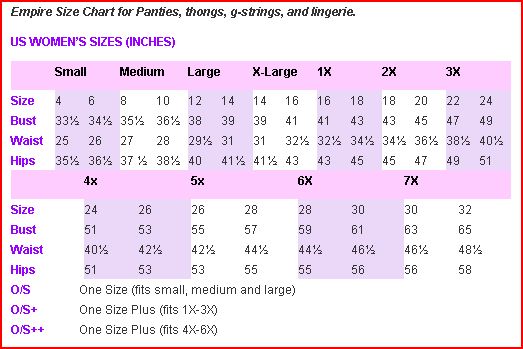 Size Chart Size Chart