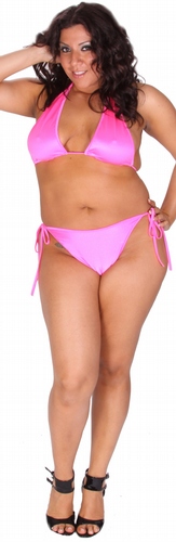 2 Piece Rio Cut Lycra Plus size Swim Suit 1x Neon Pink Clearance DIS10020LX-neon-pink-1x