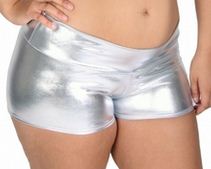 Plus size foil Stretch Hot Short Silver 4x Clearance 1075fl-4x-clearance