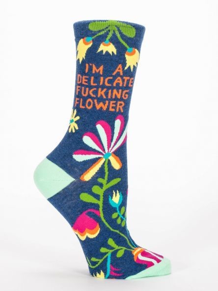 Blue Q W Crew Socks delicate flower Blue Q W Crew Socks delicate flower