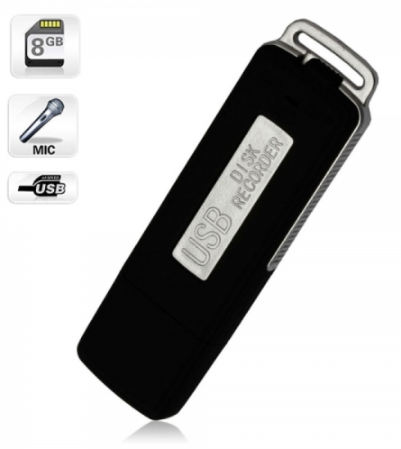 8GB Keychains Digital Voice Recorder USB Flash Drive UR-08 Black TM86030241