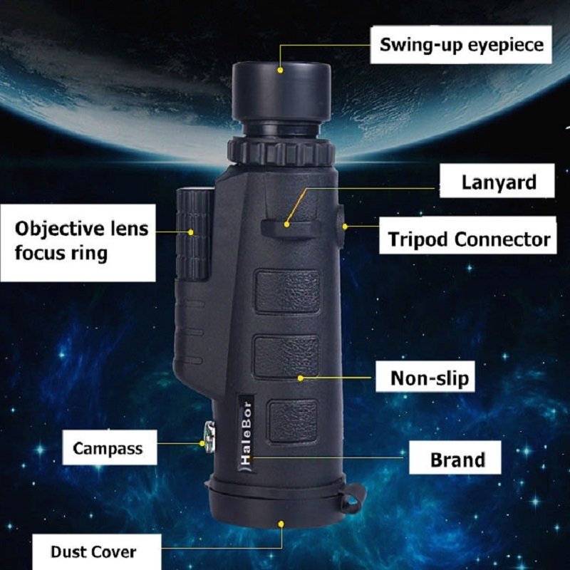 HaleBor 35X50 HD Monocular Telescope Spotting Scope Outdoor Binoculars Built-in Compass