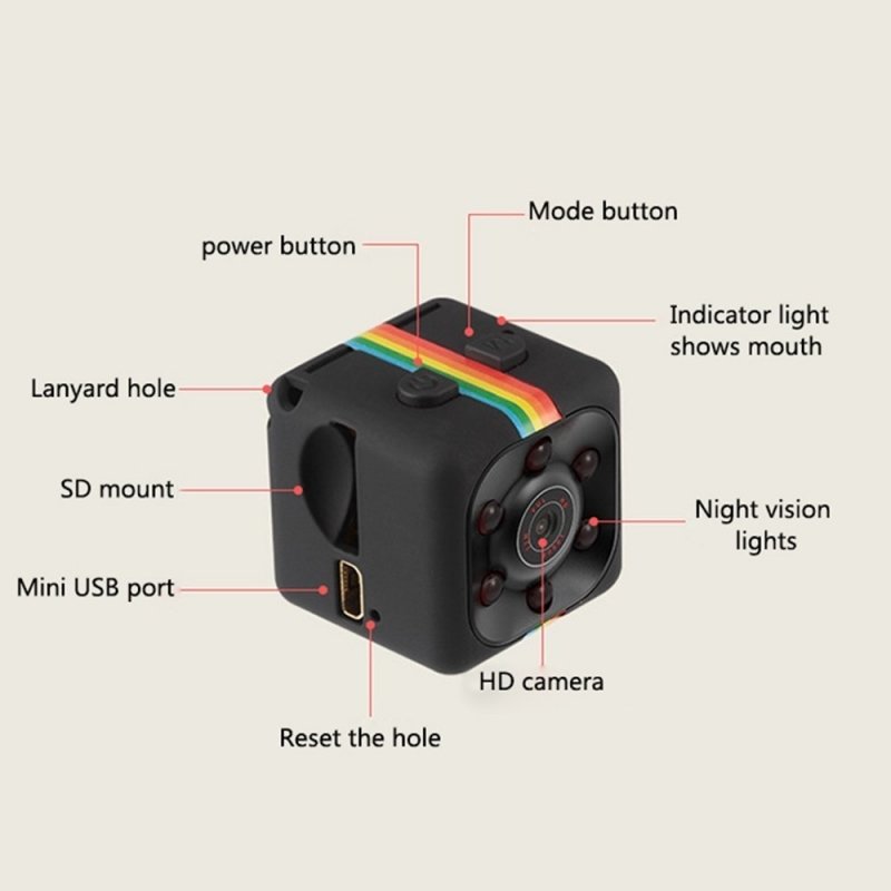 SQ11 Full HD 1080P Mini DV DVR Camera Dash Cam IR Night Vision - Black
