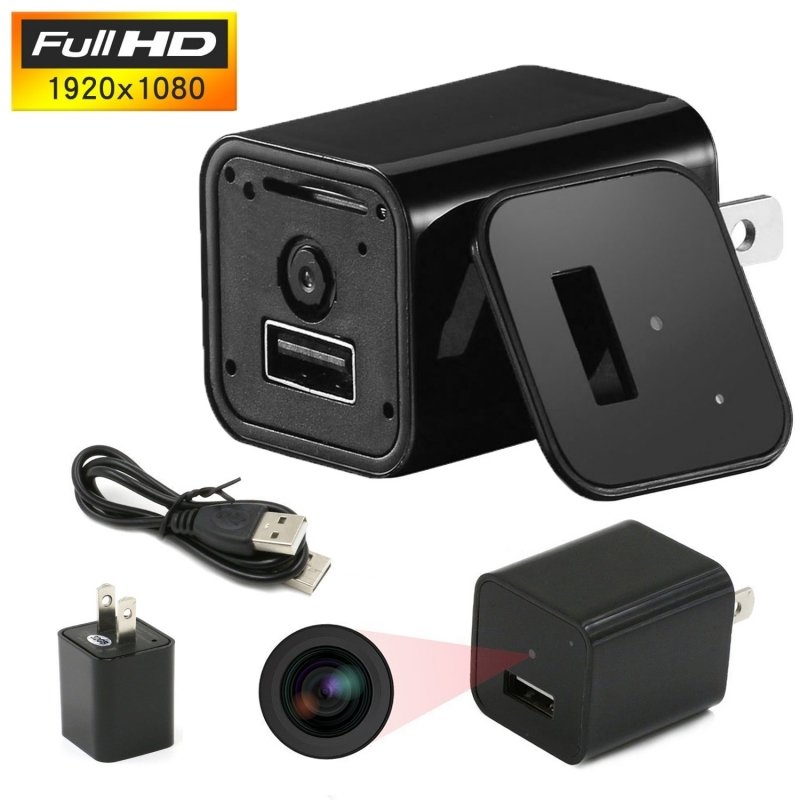 HD 1080P Mini Spy Security Camera USB Charger US Wall Plug - Black TM85007772