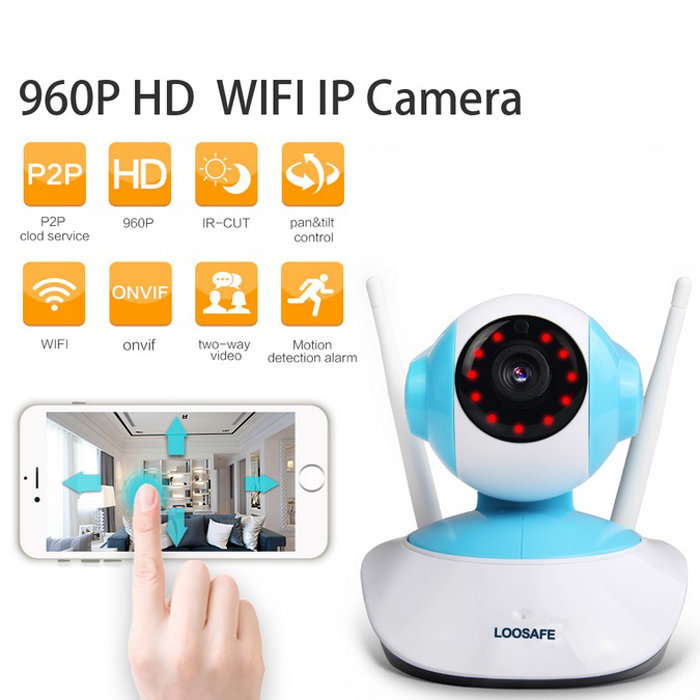 960P HD 1MP WIFI Indoor Surveillance IP Night Vision Camera w/ US Plug TM86021892