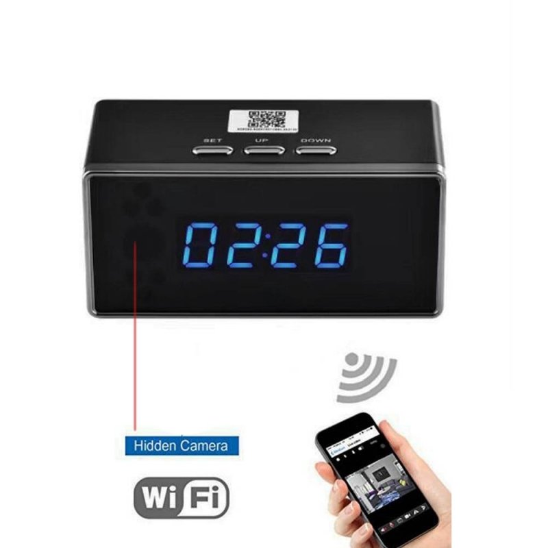 Spy HD 1080P Wireless WiFi Hidden Security Camera Clock US plug Black TM86030616