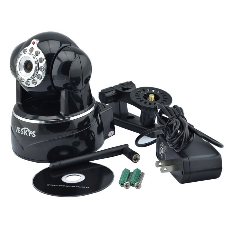 VESKYS N620W 720P HD Surveillance Wireless Network IP Camera with TF Slot/Two-way Audio Black