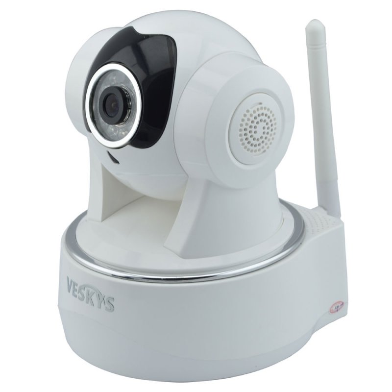 VESKYS N622W 720P CMOS HD Surveillance Wireless Wi-Fi Two-way Audio Network IP Camera White TM86TT2792