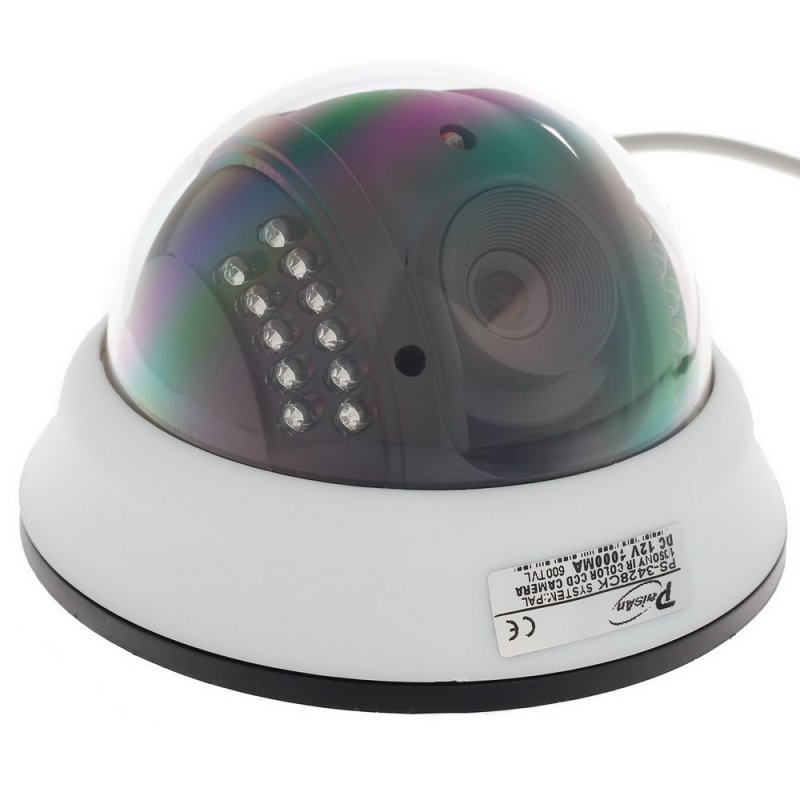 1/3" CMOS 600TVL Surveillance Dome Camera with 22-IR LED White + Black Paisan PS-3428CK