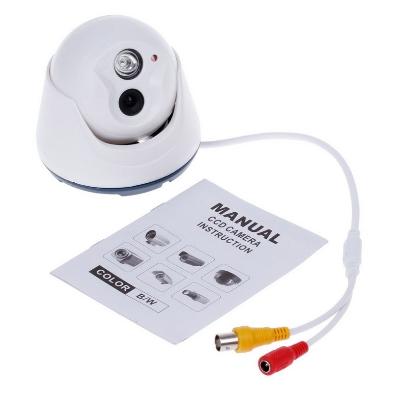 1/4" CMOS 800TVL Surveillance Dome Camera with 1-IR LED White