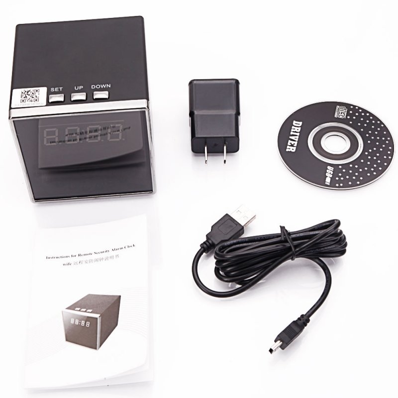 T18 1080P HD Wi-Fi Speaker Clock Hidden Camera US Standard Plug Black