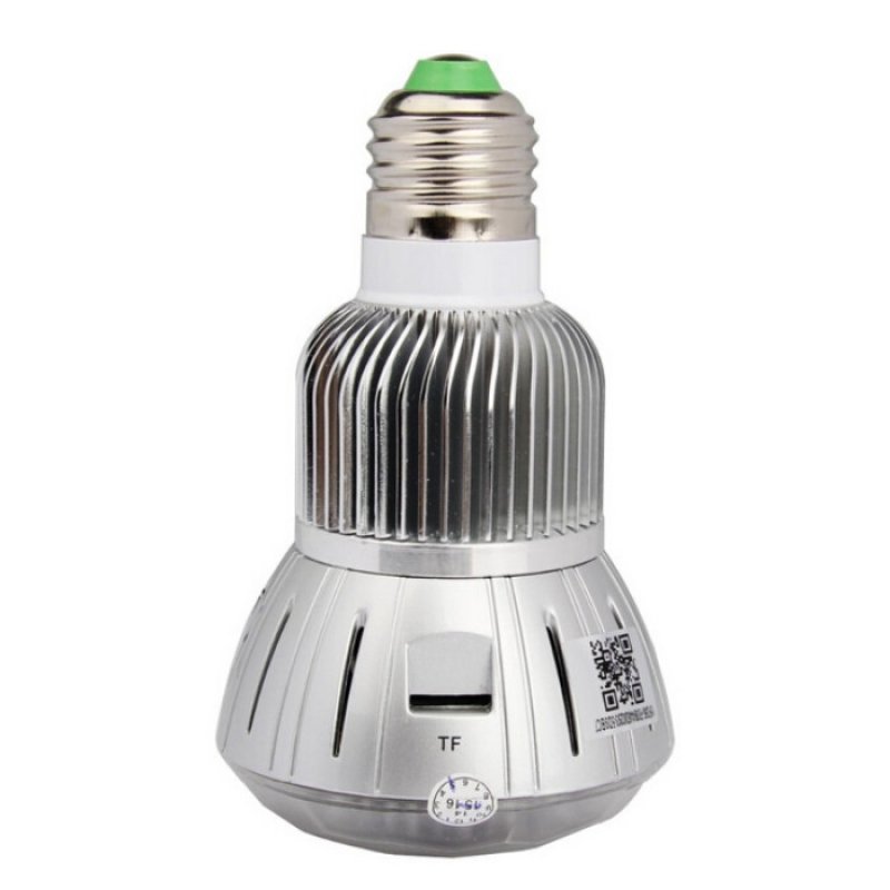 1080P 360°Panoramic WIFI Light Bulb Camera with IR Night Vision Silver