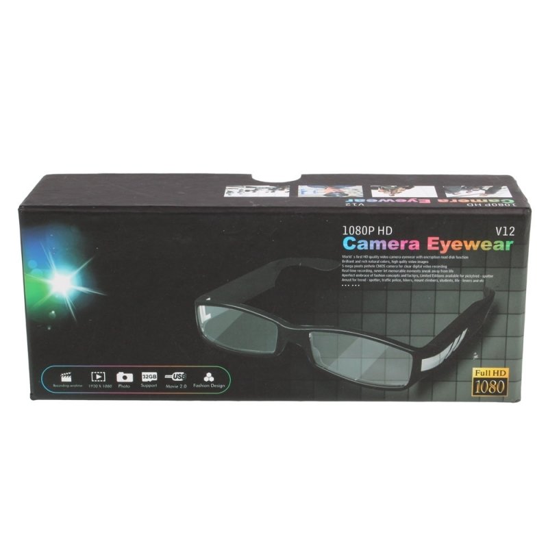 1920 x 1080 HD Glasses Hidden Eyewear Video Recorder Black