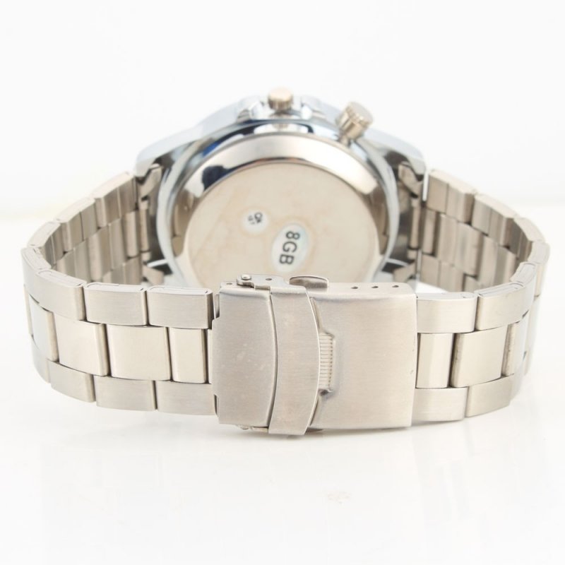8GB HD Steel Belt Watch Camera Silver