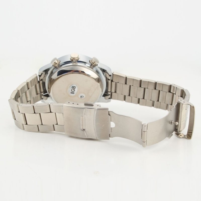 8GB HD Steel Belt Watch Camera Silver