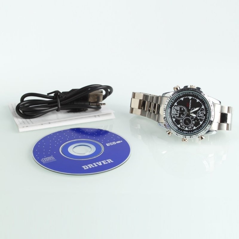 8GB HD Steel Belt Watch Camera Silver