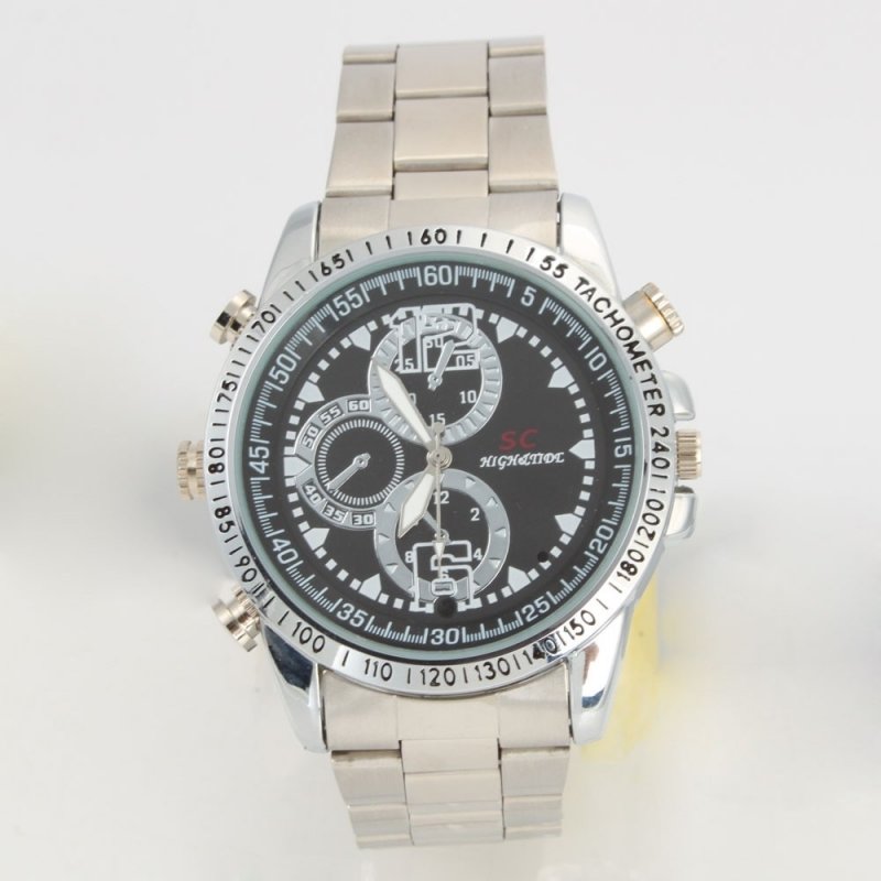 8GB HD Steel Belt Watch Camera Silver