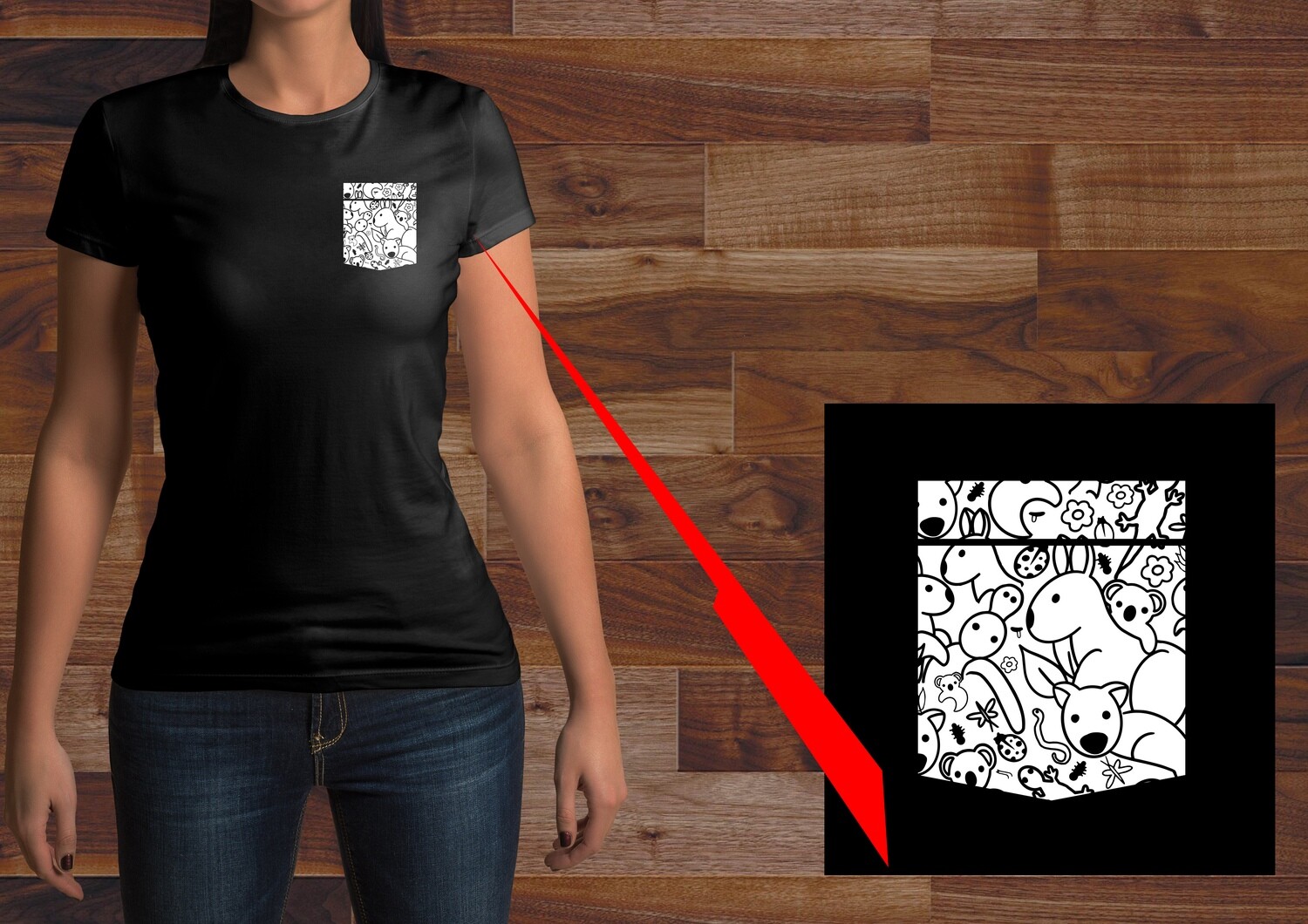 Ladies Animals of Australia Pocket Tee