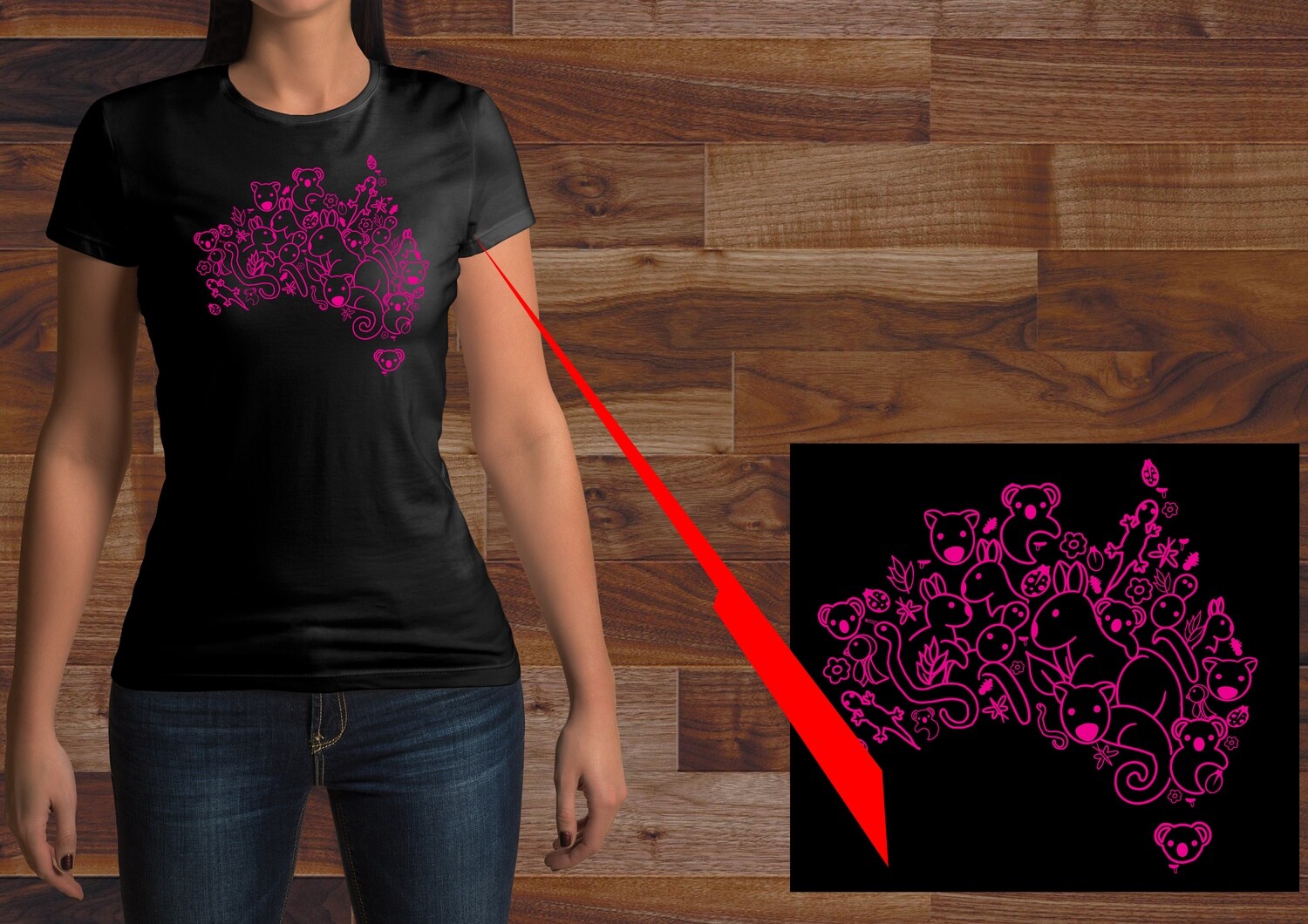 Ladies Pink Animals of Australia Tee Ladies Pink Animals of Australia Tee