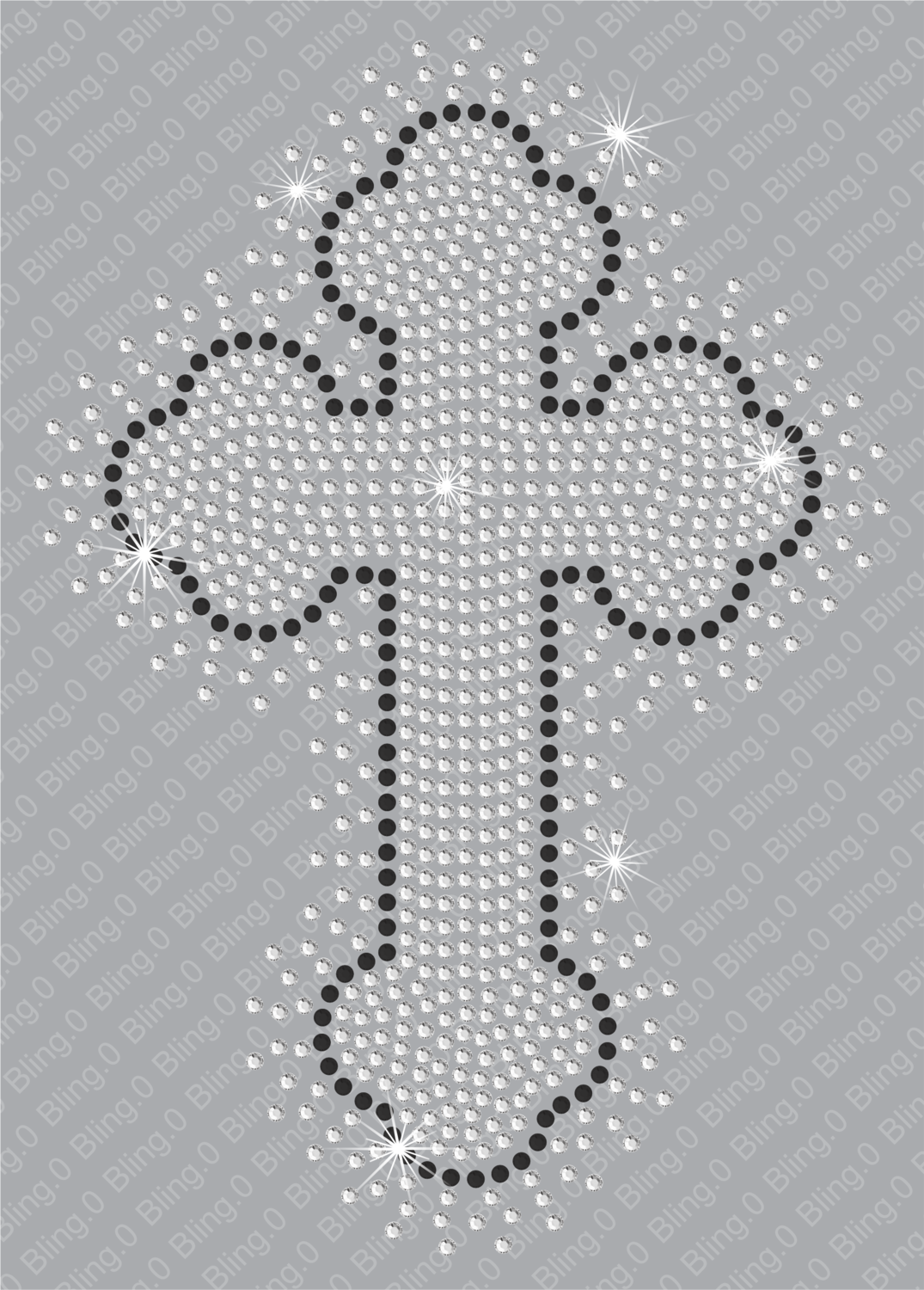 2 Clear Crystal Cross Iron on Rhinestone Transfer Hot Fix Bling