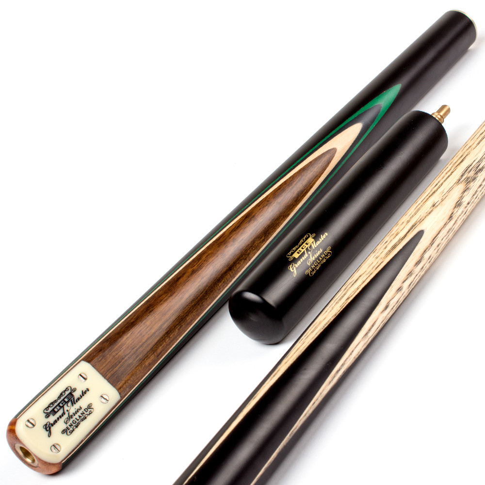 9.5mm Tip Black//Natural//Blue 145cm BCE 3 Piece Grand Master Snooker Cue and Hard Case 3//4 Cut- Sapele Mahogany Butt