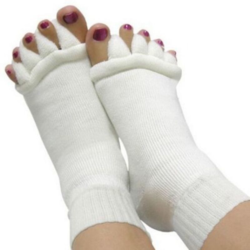 Yoga GYM Massage Open Five Toe Separator Socks Foot Alignment Pain Relief