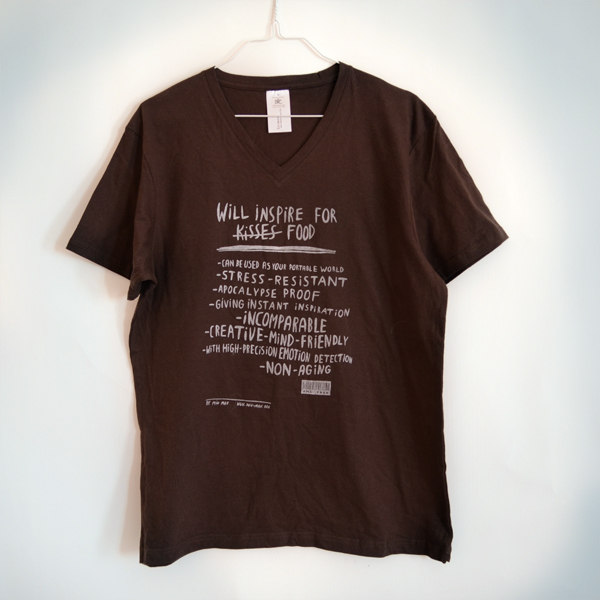 "Will inspire for food" shirt Guys, brown