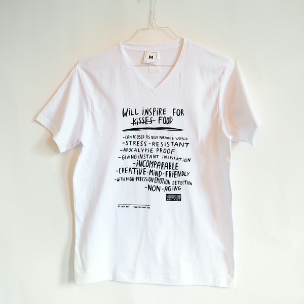 "Will inspire for food" shirt unisex, white