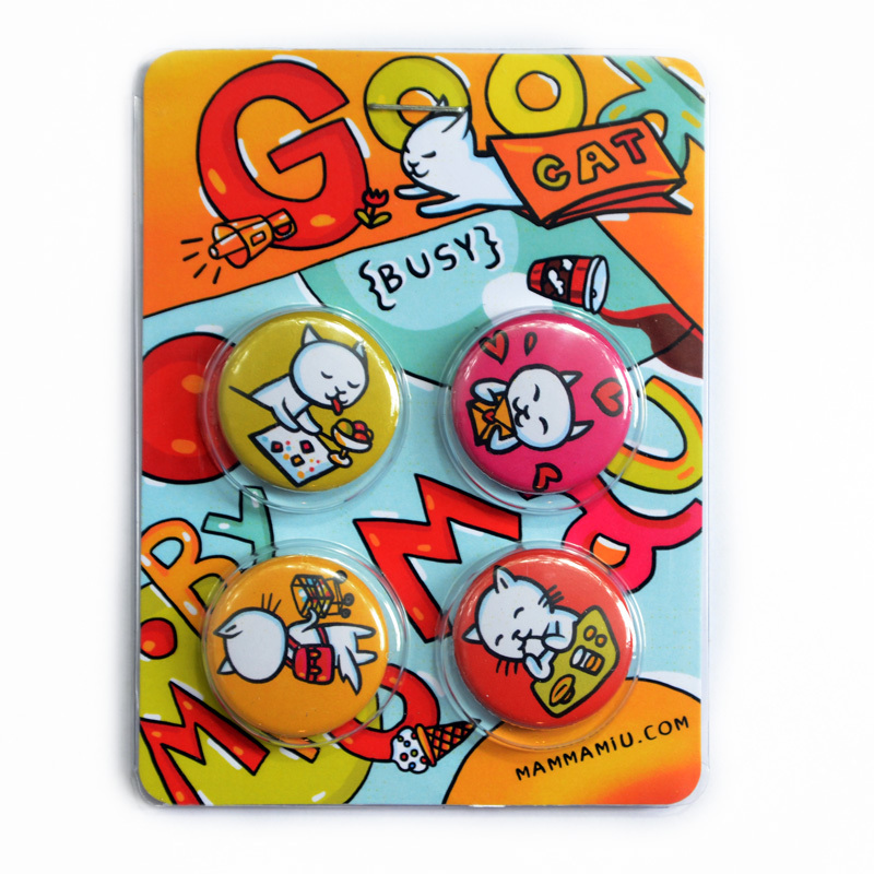 Good (busy) cat buttons 00478